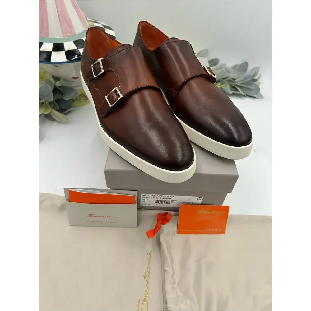 Men's Santoni bankable double Monk strap sneakers size 11 made in Italy